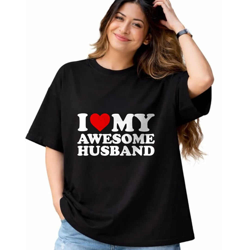 Best Wife Shirt, Wife and Husband Unisex T-Shirt/Hoodie/Sweatshirt HLT00 - I Love My Awesome Husband T-Shirt T-Shirt (1)