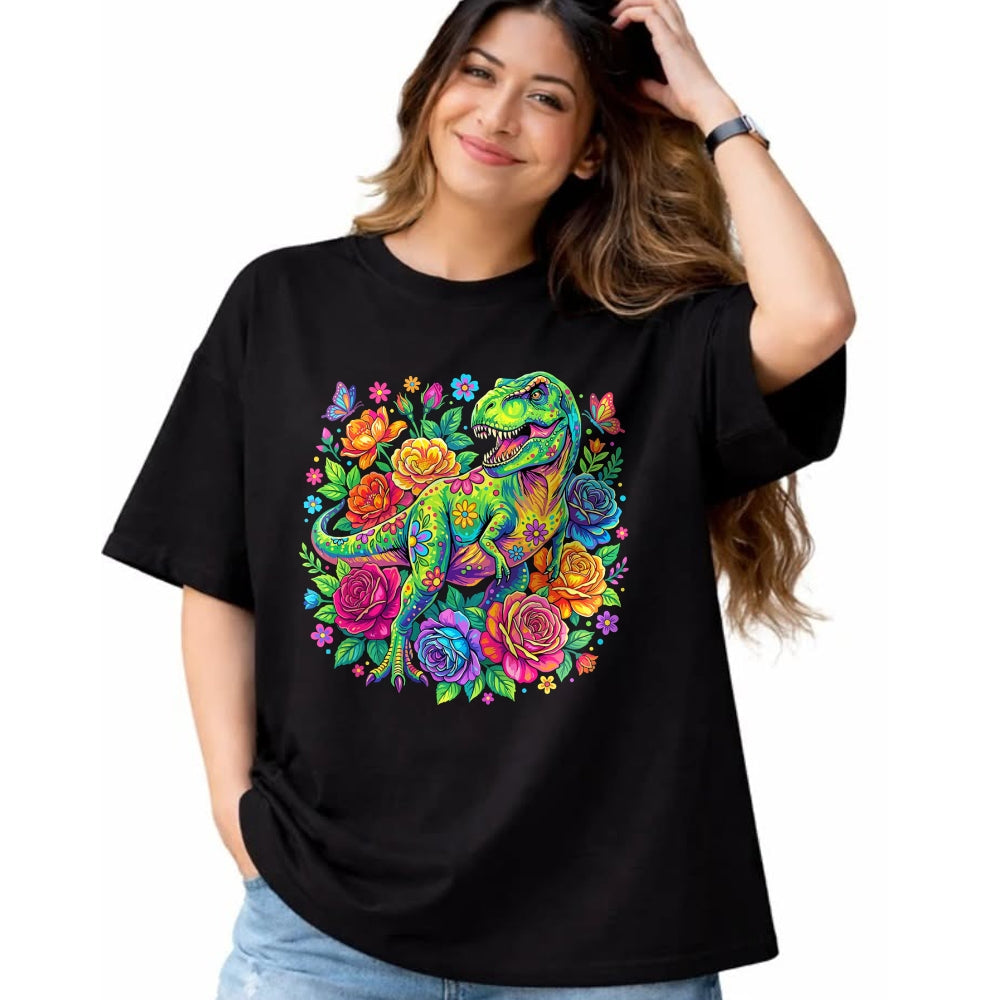 Best Dinosaur Lover Shirt, Funny Dinosaur UnisexT-Shirt/Hoodie/Sweatshirt HLT00 - Colorful Floral T Rex Dinosaur T-Shirt