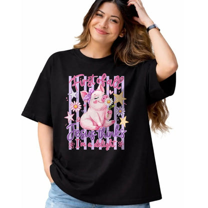 Best Farmer Life Shirt, Funny Farmer UnisexT-Shirt/Hoodie/Sweatshirt HLT00 - First of All Jesus Thinks I'm A Delight Pig Farmer Christian T-Shirt