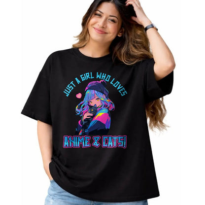 Cat Love Shirt, Funny Cat Lover Gift UnisexT-Shirt/Hoodie/Sweatshirt HLT00 - Just a Girl who loves Anime and Cats Manga Anime Lover T-Shirt