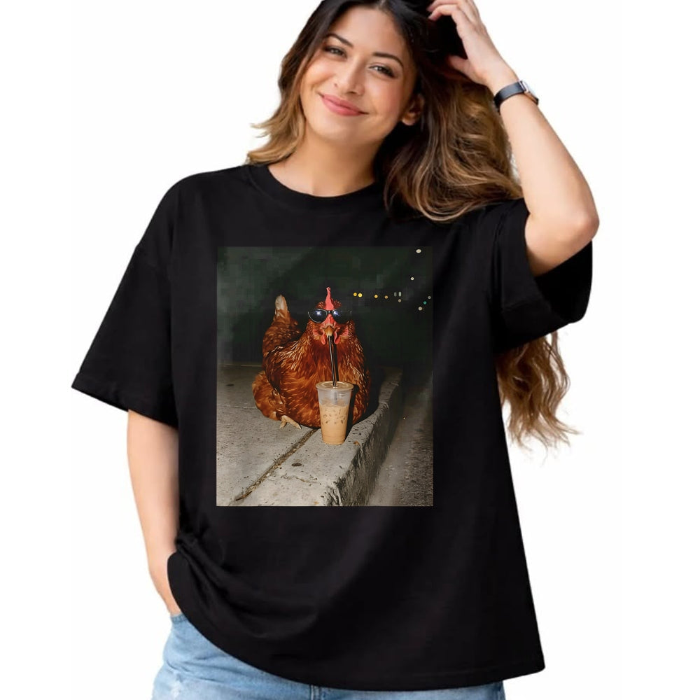 Best Farmer Life Shirt, Funny Farmer UnisexT-Shirt/Hoodie/Sweatshirt HLT00 - Chicken Drinking Iced Coffee Funny Chicken Lover Farmer T-Shirt (1)