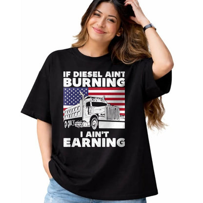 Best Truck Driver Life Shirt, Funny Trucker UnisexT-Shirt/Hoodie/Sweatshirt HLT00 - If Diesel Ain't Burning I Aint Earning Truck Driver Patriot T-Shirt, Men's Big and Tall, Dark Heathe
