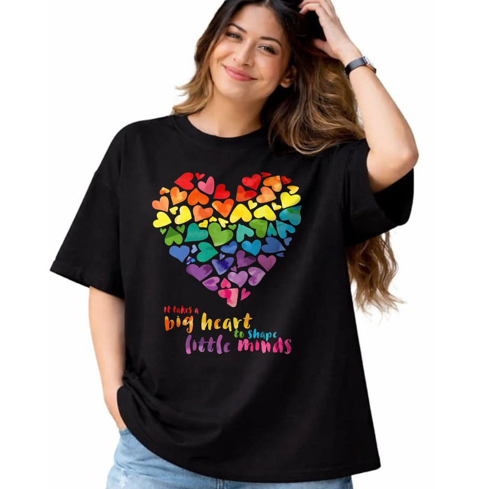 Best Teacher Shirt, Funny Teacher UnisexT-Shirt/Hoodie/Sweatshirt HLT00 - It Takes a Big Heart to Shape Little Minds Teacher Gift T-Shirt