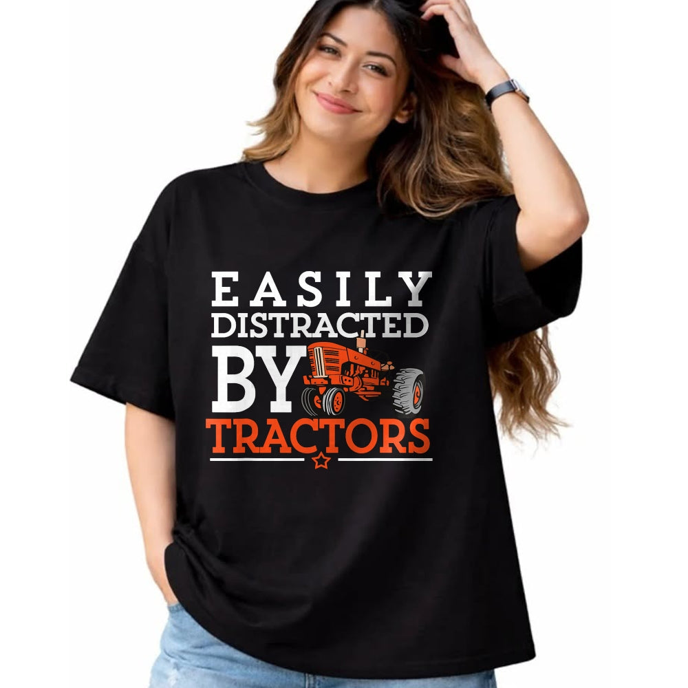 Best Farmer Life Shirt, Funny Farmer UnisexT-Shirt/Hoodie/Sweatshirt HLT00 - Easily Distracted by Tractors Farming Funny Vintage Tractor T-Shirt