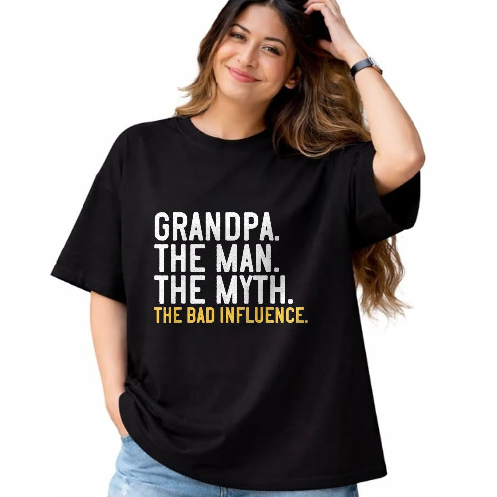 Best Grandpa Shirt, Proud Grandpa Unisex T-Shirt/Hoodie/Sweatshirt HLT00 - Father's Day Gift Grandpa The Man The Myth The Bad Influence T-Shirt (1)