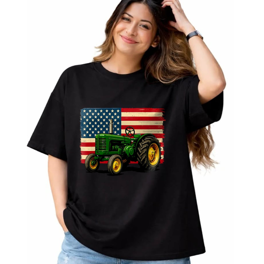 Best Farmer Life Shirt, Funny Farmer UnisexT-Shirt/Hoodie/Sweatshirt HLT00 - Farmer Tractor USA Flag 4th of July T-Shirt