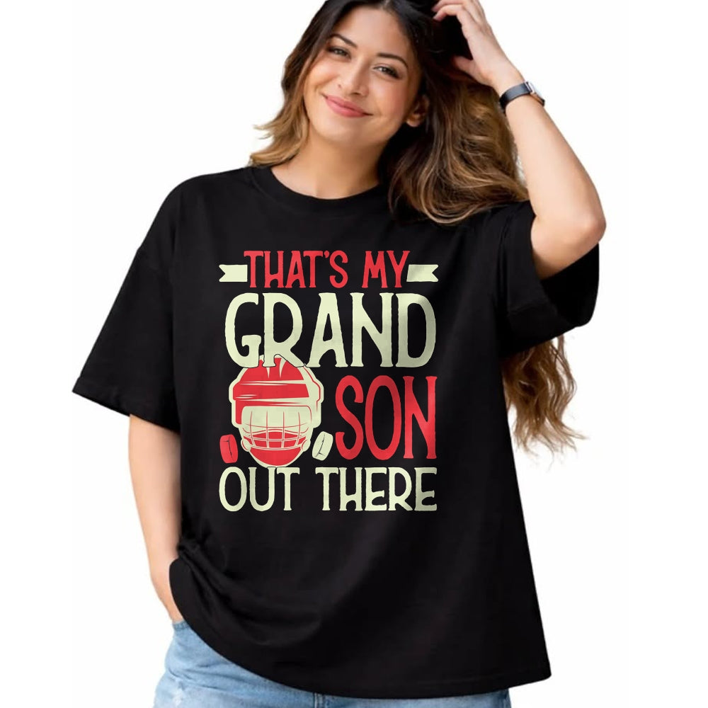 Best Grandpa Shirt, Proud Grandpa Unisex T-Shirt/Hoodie/Sweatshirt HLT00 - That's My Grandson Out There Hockey For Grandma Grandpa T-Shirt