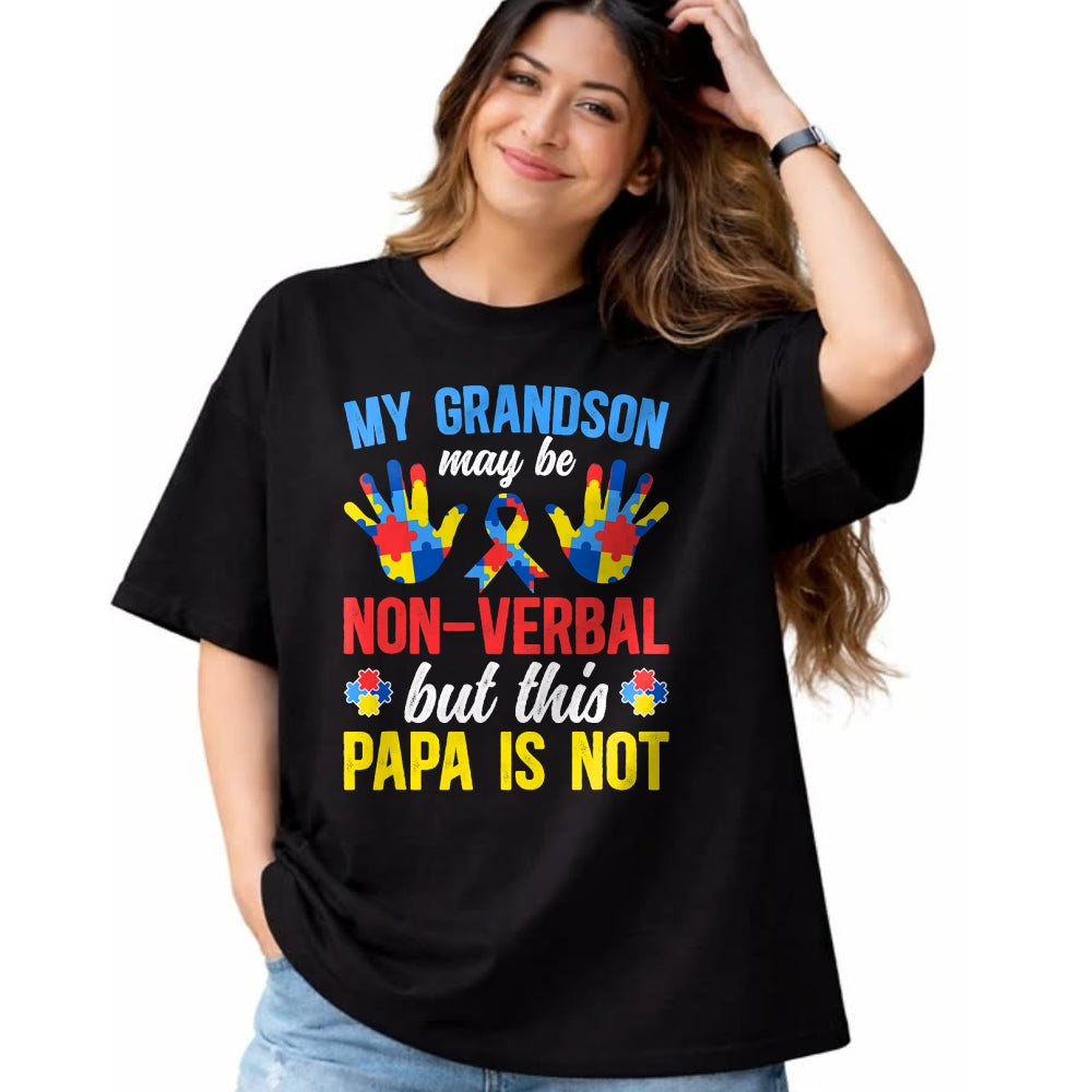 Best Grandpa Shirt, Proud Grandpa Unisex T-Shirt/Hoodie/Sweatshirt HLT00 - My Grandson Proud Autism Papa Autism Awareness For Papa T-Shirt