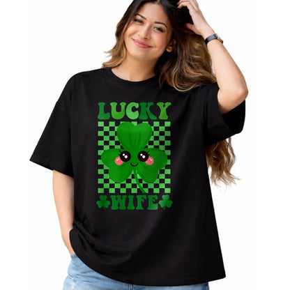 Best Wife Shirt, Wife and Husband Unisex T-Shirt/Hoodie/Sweatshirt HLT00 - Gift for wife T shirt, lucky wife   Womens Lucky Wife Rainbow St Patricks Day Lucky Wife Premium T-S