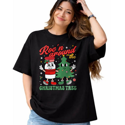 Funny Nurse Shirt, Nurse Unisex T-Shirt/Hoodie/Sweatshirt HLT00 - Roc'n Around The Christmas Tree ER ED ICU Nurse Christmas T-Shirt