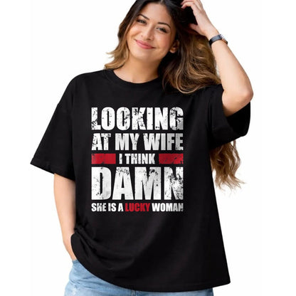 Best Wife Shirt, Wife and Husband Unisex T-Shirt/Hoodie/Sweatshirt HLT00 - Gift for wife T shirt, lucky wife   Mens My Wife - She Is A Lucky Woman - Funny Husband Tank Top