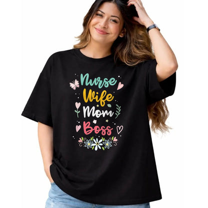 Funny Nurse Shirt, Nurse Unisex T-Shirt/Hoodie/Sweatshirt HLT00 - Womens Nurse Wife Mom Boss V-Neck T-Shirt