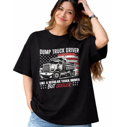 Best Truck Driver Life Shirt, Funny Trucker UnisexT-Shirt/Hoodie/Sweatshirt HLT00 - Truck Driver Construction Site US Flag Dump Truck T-Shirt