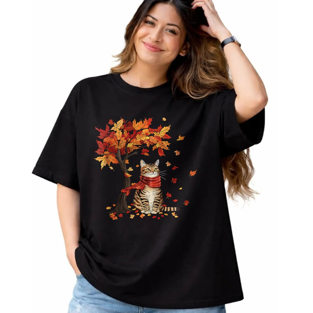 Cat Love Shirt, Funny Cat Lover Gift UnisexT-Shirt/Hoodie/Sweatshirt HLT00 - Cat Leaf Fall Tree Hello Autumn Thanksgiving It_s Fall Y_all T-Shirt
