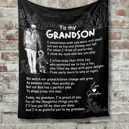 Black Personalized Grandson Blanket – Special Gift from Grandpa