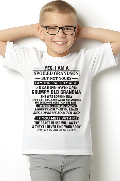 Yes I’m A Stubborn Grandson T-Shirt – Birthday Gift From July Grandma / Woman - kien07 (SKU10-171-07)
