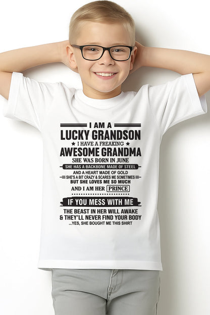 I Am A Lucky Grandson T-Shirt – Birthday Gift From June Grandma / Woman - kien06 (SKU11-29-06)