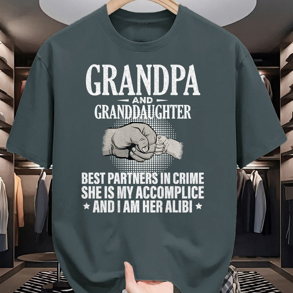 Best Grandpa Shirt, Proud Grandpa Unisex T-Shirt/Hoodie/Sweatshirt HLT00 - Grandpa and Granddaughter best partners in crime T-Shirt