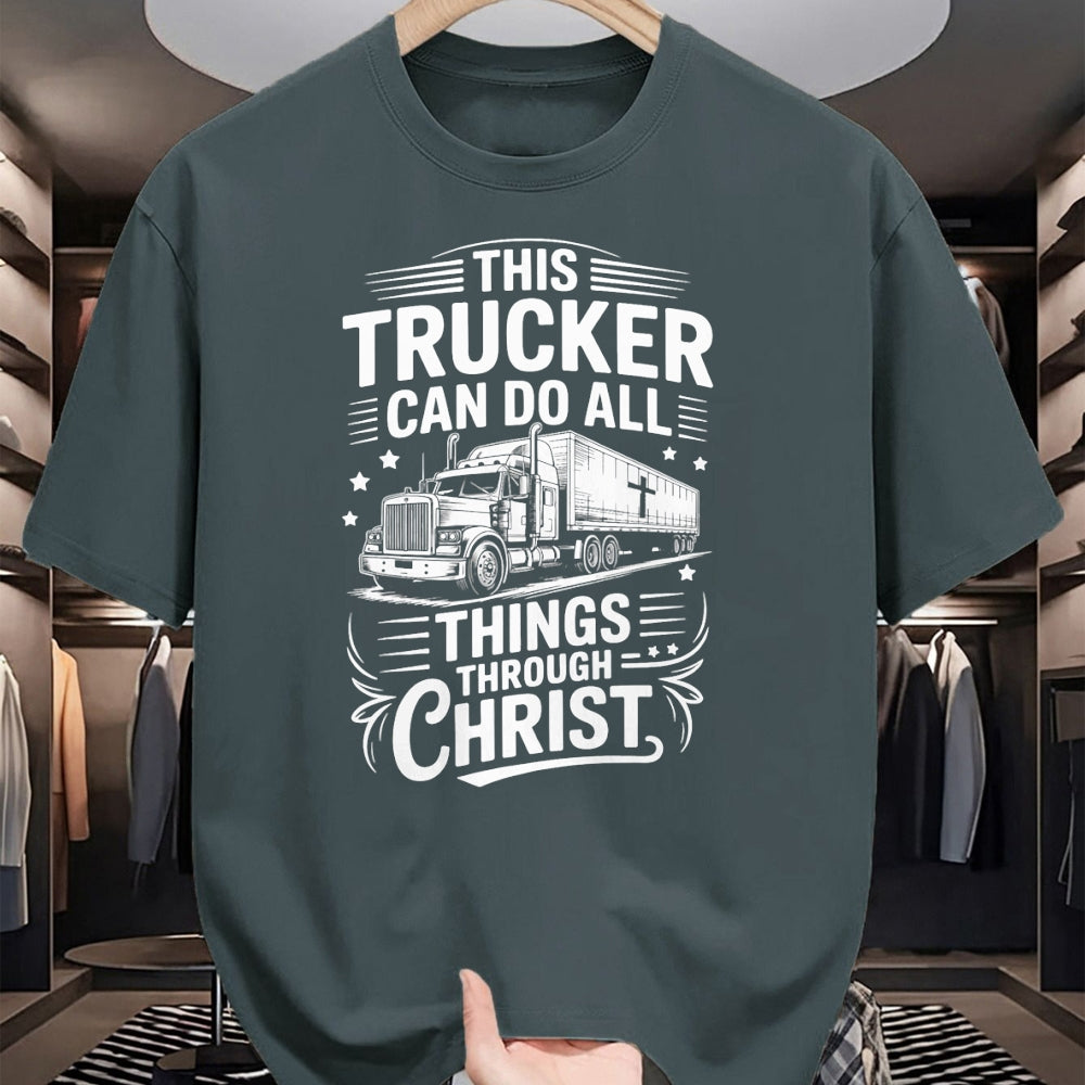 Best Truck Driver Life Shirt, Funny Trucker UnisexT-Shirt/Hoodie/Sweatshirt HLT00 - Trucker Can Do All Things Trucking Jesus Christian Trucker T-Shirt