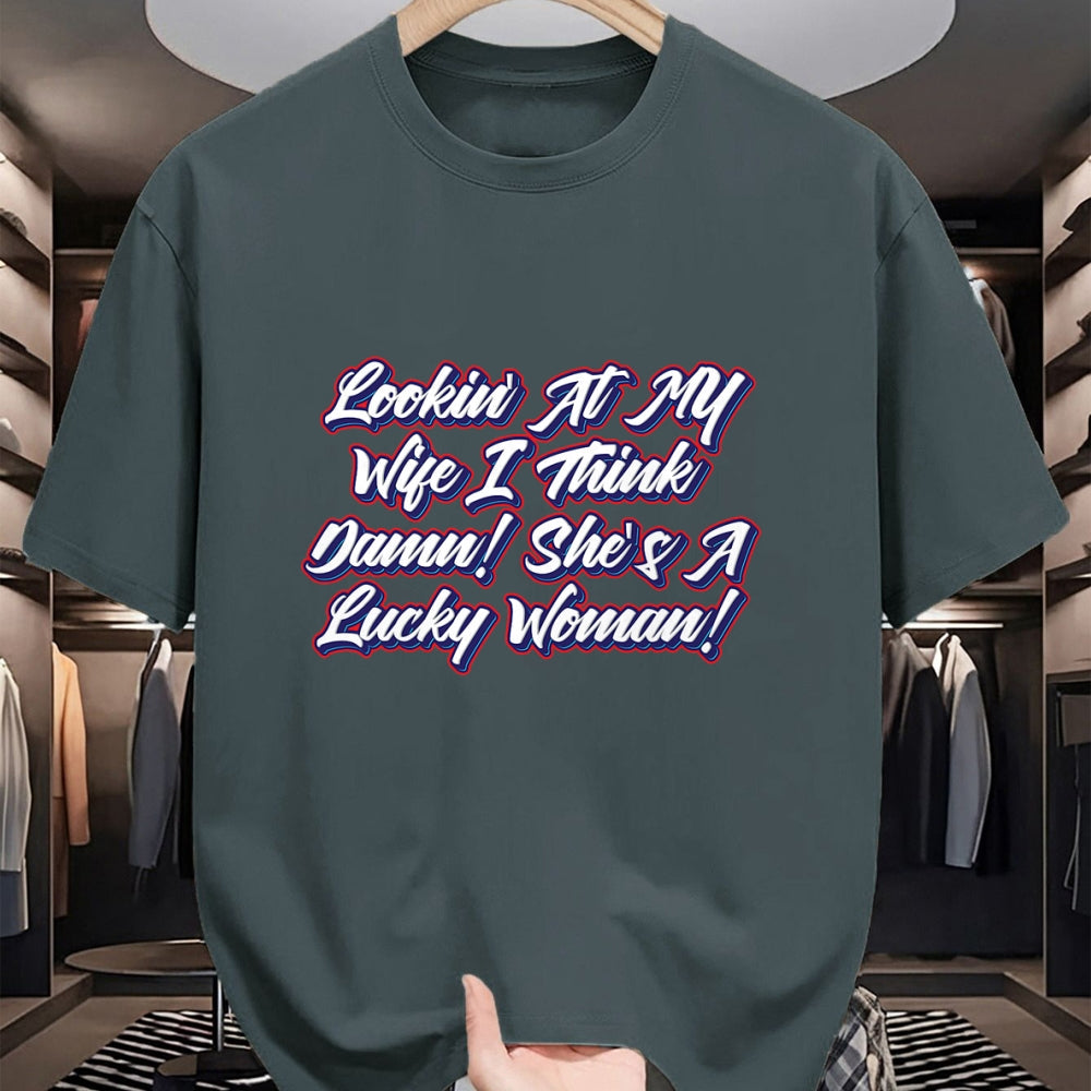 Best Wife Shirt, Wife and Husband Unisex T-Shirt/Hoodie/Sweatshirt HLT00 - Gift for wife T shirt, lucky wife   Funny Teaser Shirts - My Wife Is A Lucky Woman T-Shirt