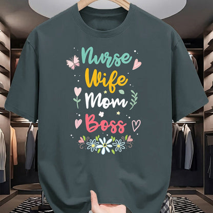 Funny Nurse Shirt, Nurse Unisex T-Shirt/Hoodie/Sweatshirt HLT00 - Womens Nurse Wife Mom Boss V-Neck T-Shirt