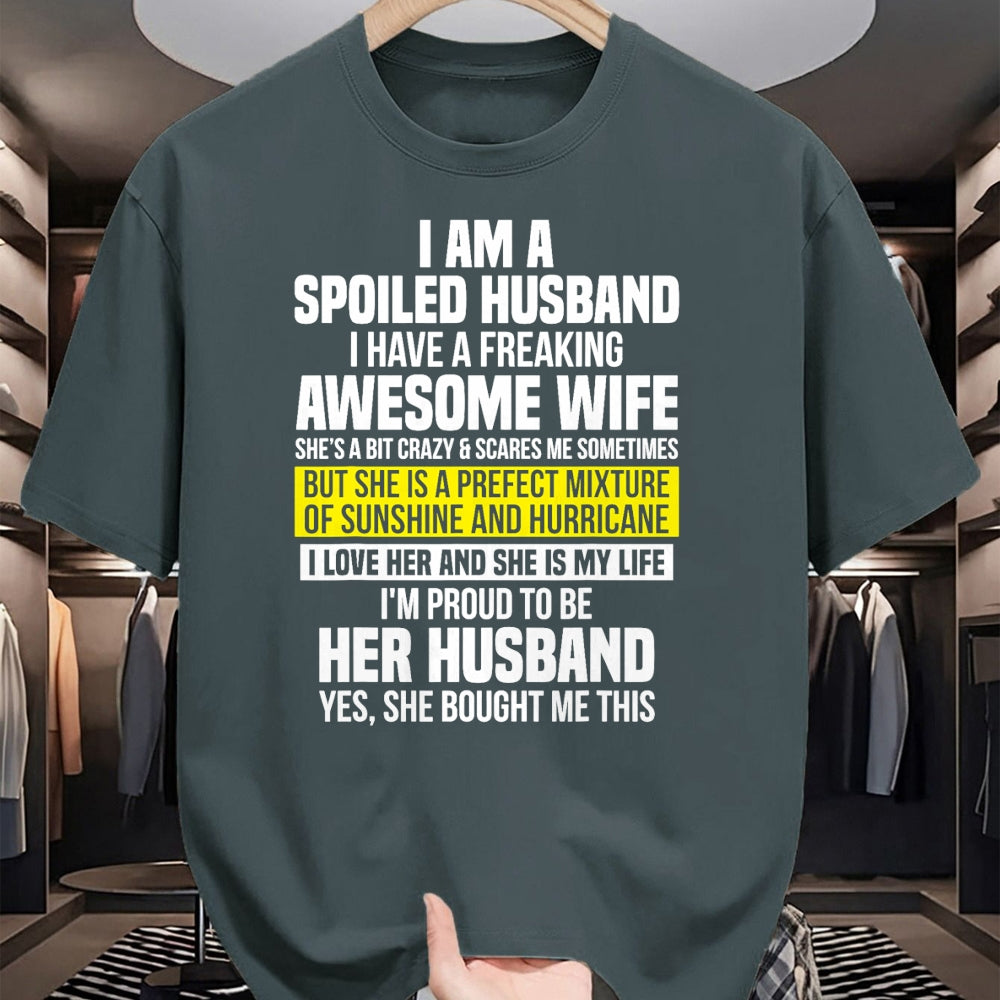 Best Wife Shirt, Wife and Husband Unisex T-Shirt/Hoodie/Sweatshirt HLT00 - I Am A Spoiled Husband I Have A Freaking Awesome Wife T-Shirt (4)