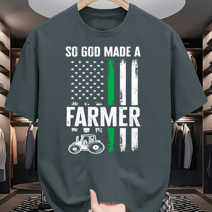 Best Farmer Life Shirt, Funny Farmer UnisexT-Shirt/Hoodie/Sweatshirt HLT00 - Patriotic American Flag Tractor So God Made A Farmer Long Sleeve T-Shirt