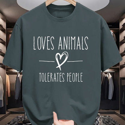 Cat Love Shirt, Funny Cat Lover Gift UnisexT-Shirt/Hoodie/Sweatshirt HLT00 - Loves Animals tolerates People Friends Cat Lover & Dog Love Long Sleeve T-Shirt