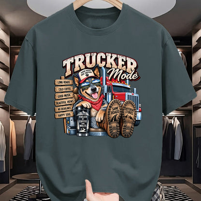 Best Truck Driver Life Shirt, Funny Trucker UnisexT-Shirt/Hoodie/Sweatshirt HLT00 - Funny Trucker Blue Heeler Dog Semi Truck Driver Humor Design Long Sleeve T-Shirt