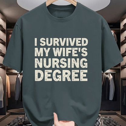 Funny Nurse Shirt, Nurse Unisex T-Shirt/Hoodie/Sweatshirt HLT00 - I Survived My Wife Is A Nurse Nursing Degree Nursing LPN CNA T-Shirt