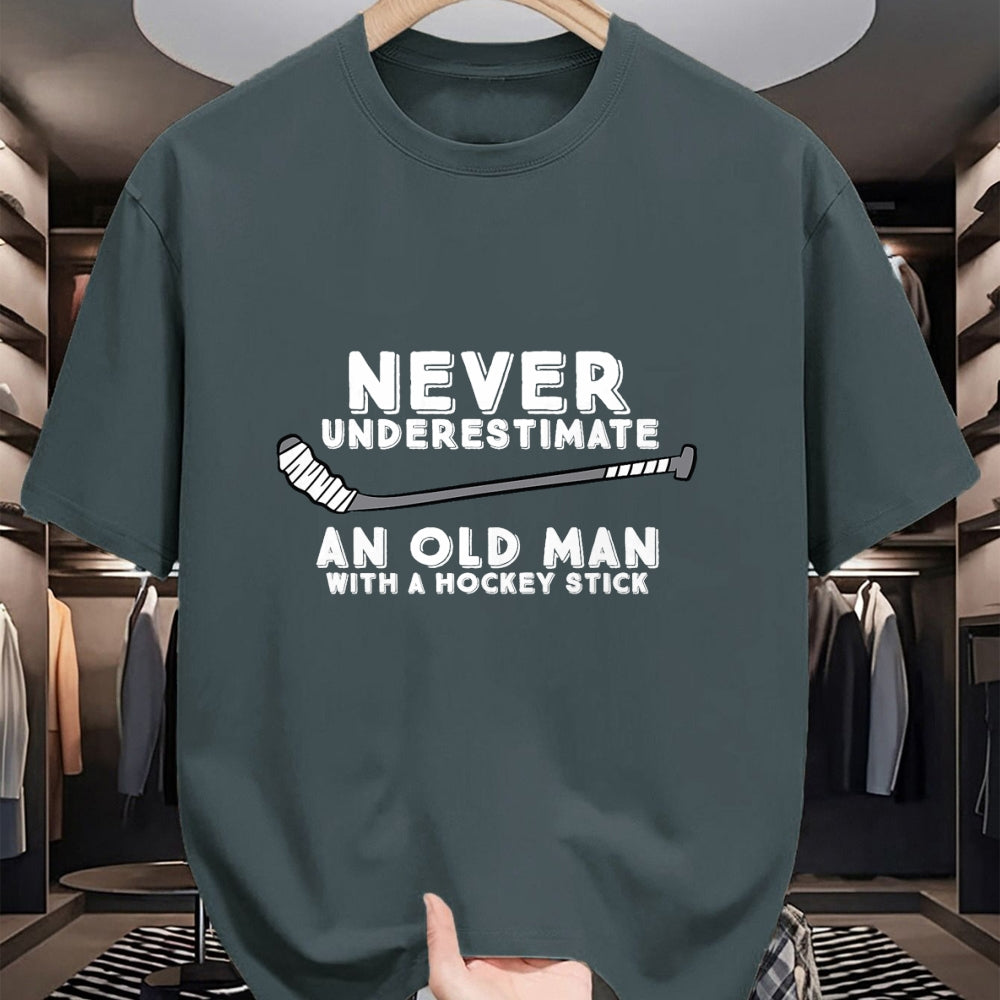 Best Grandpa Shirt, Proud Grandpa Unisex T-Shirt/Hoodie/Sweatshirt HLT00 - Never Underestimate An Old Man With A Stick Old Man Hockey T-Shirt