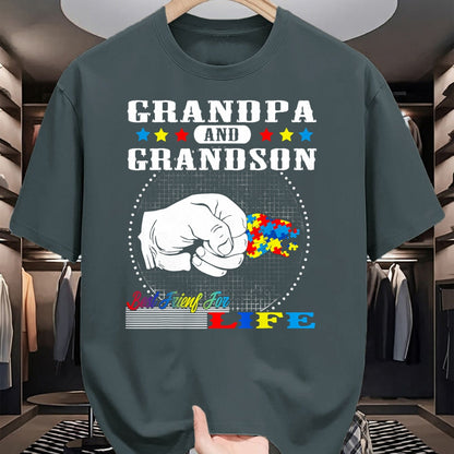 Best Grandpa Shirt, Proud Grandpa Unisex T-Shirt/Hoodie/Sweatshirt HLT00 - Autism Awareness Grandpa Grandson Best Friend for Life Gift T-Shirt