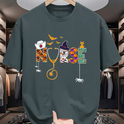 Funny Nurse Shirt, Nurse Unisex T-Shirt/Hoodie/Sweatshirt HLT00 - Halloween Nurse Nursing Cute Health Worker Halloween Pattern T-Shirt