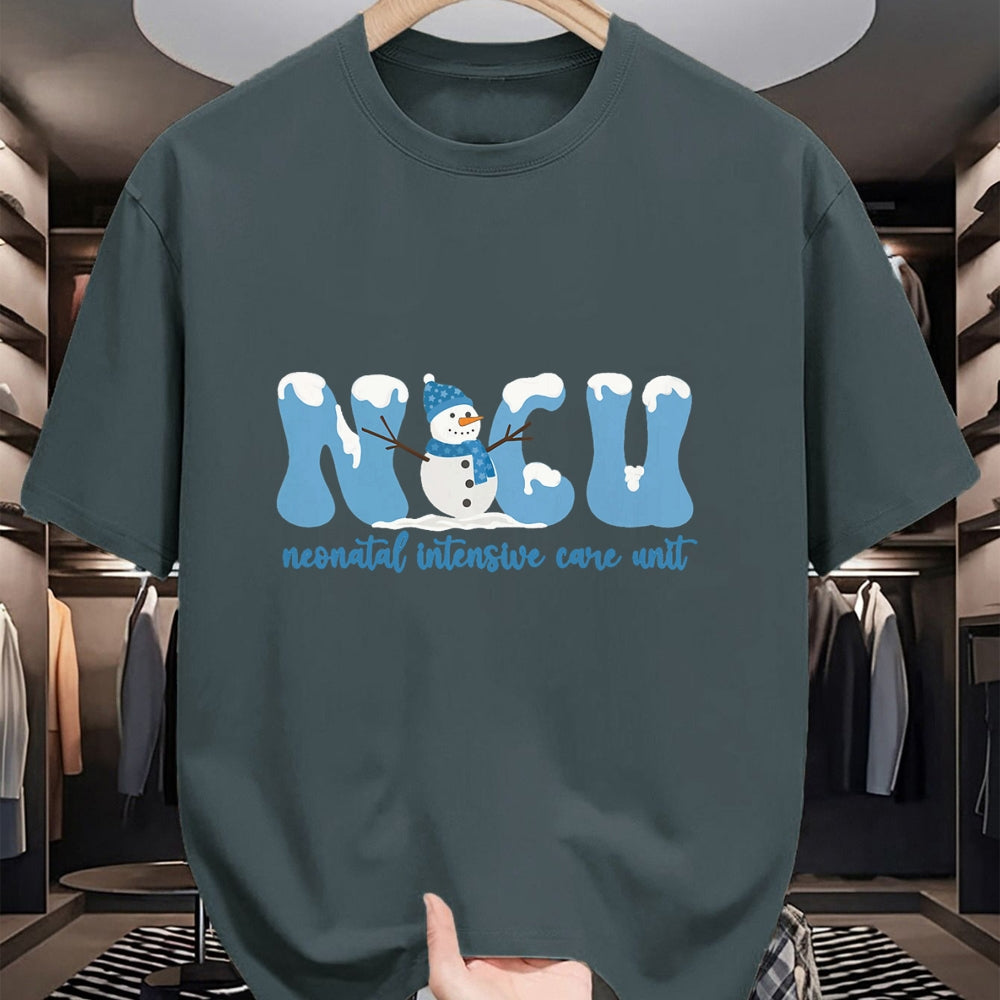 Funny Nurse Shirt, Nurse Unisex T-Shirt/Hoodie/Sweatshirt HLT00 - Winter NICU Nurse Xmas Snowman Neonatal Intensive Care Unit T-Shirt