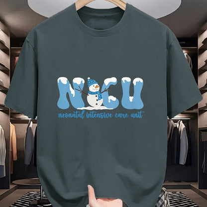 Funny Nurse Shirt, Nurse Unisex T-Shirt/Hoodie/Sweatshirt HLT00 - Winter NICU Nurse Xmas Snowman Neonatal Intensive Care Unit T-Shirt