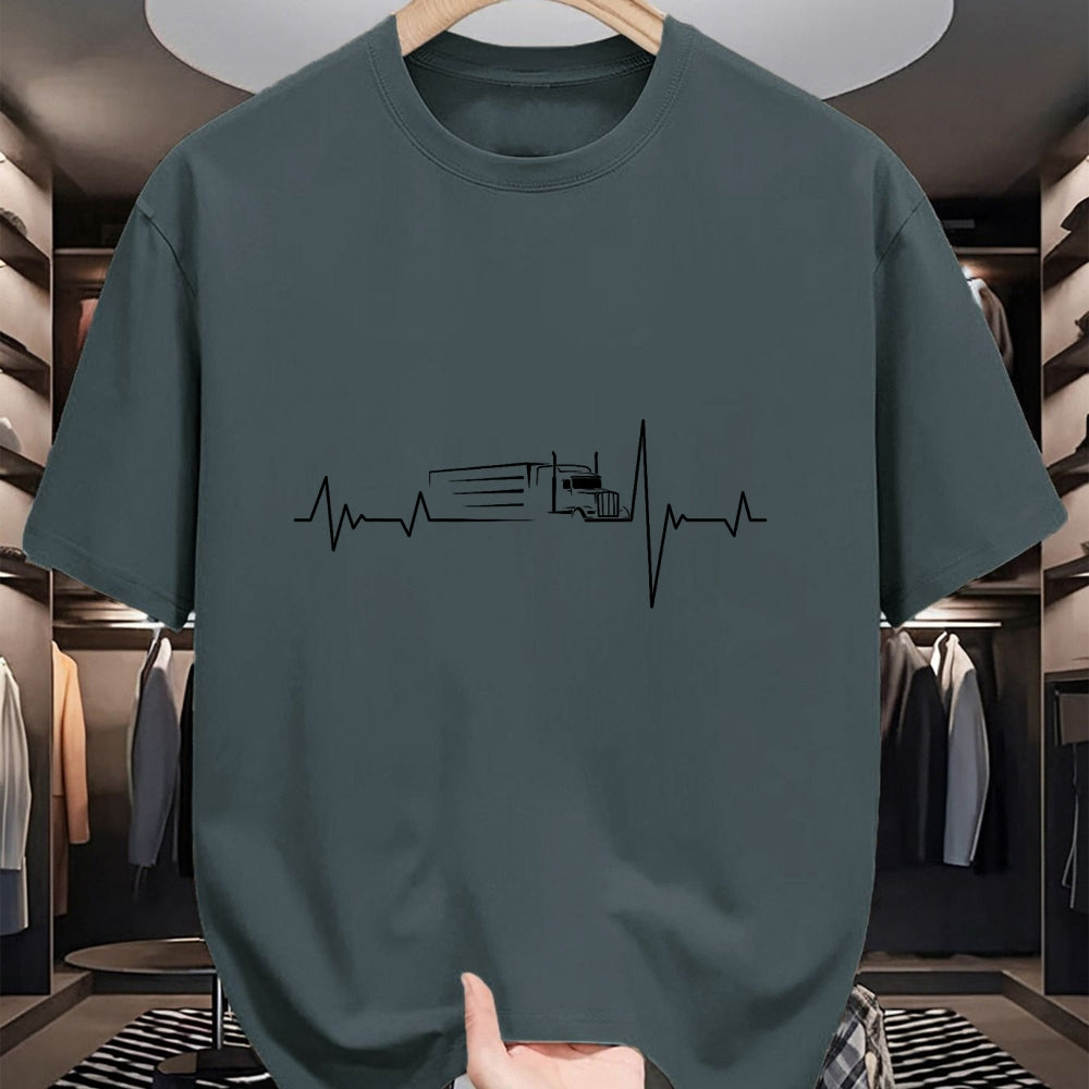 Best Truck Driver Life Shirt, Funny Trucker UnisexT-Shirt/Hoodie/Sweatshirt HLT00 - Truck Driver Heart Beat 18 Wheeler semi-Trailer Tractor T-Shirt (2)
