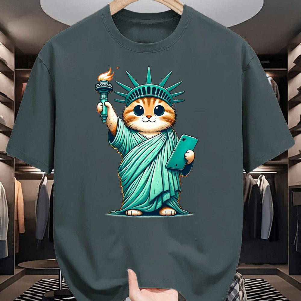 Cat Love Shirt, Funny Cat Lover Gift UnisexT-Shirt/Hoodie/Sweatshirt HLT00 - Cute Kawaii Cat Statue of Liberty I Love New York NYC T-Shirt