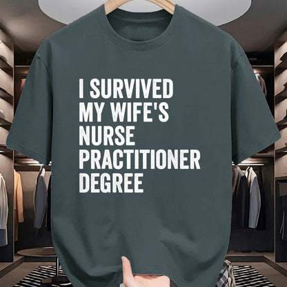 Funny Nurse Shirt, Nurse Unisex T-Shirt/Hoodie/Sweatshirt HLT00 - I Survived My Wife's Nurse Practitioner Degree Graduation T-Shirt