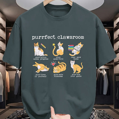 Cat Love Shirt, Funny Cat Lover Gift UnisexT-Shirt/Hoodie/Sweatshirt HLT00 - Purrfect Clawsroom Puns Cat Lover Teacher Classroom Student T-Shirt