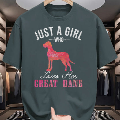 Dog Love Shirt, Dog Lover Gift T-Shirt/Hoodie/Sweatshirt HLT00 - Just A Girl Who Loves Her Great Dane Dog Owner Gift T-Shirt