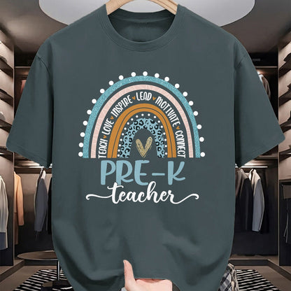Best Teacher Shirt, Funny Teacher UnisexT-Shirt/Hoodie/Sweatshirt HLT00 - Pre-K Teacher Leopard Boho Rainbow Back to School T-Shirt