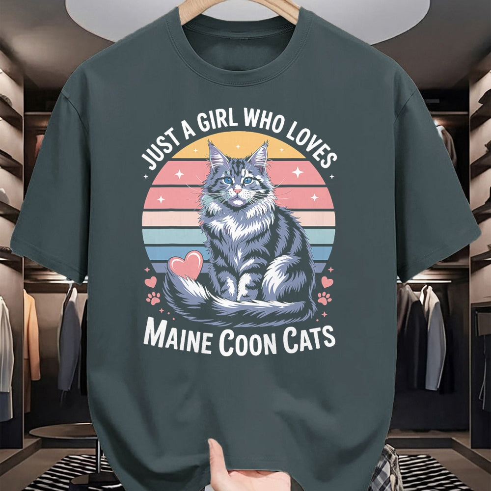 Cat Love Shirt, Funny Cat Lover Gift UnisexT-Shirt/Hoodie/Sweatshirt HLT00 - Just a Girl who Loves Maine Coon Cats T-Shirt