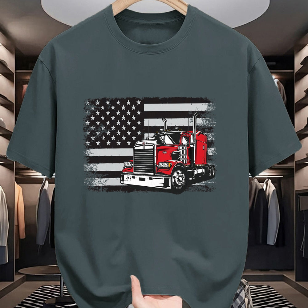 Best Truck Driver Life Shirt, Funny Trucker UnisexT-Shirt/Hoodie/Sweatshirt HLT00 - US American Flag Semi Truck Driver T-Shirt (3)