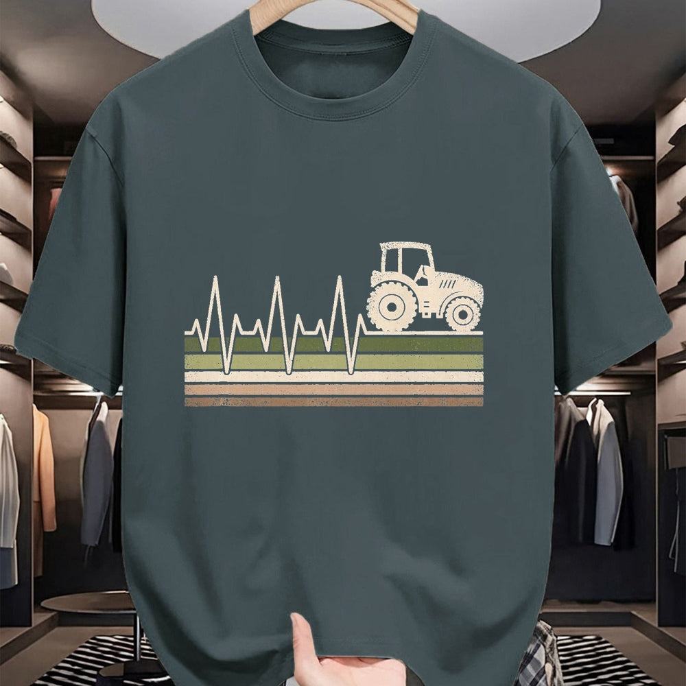 Best Farmer Life Shirt, Funny Farmer UnisexT-Shirt/Hoodie/Sweatshirt HLT00 - Vintage Tractor Heartbeat Farmer Farming Men T-Shirt, Men, Black, 3X-Large