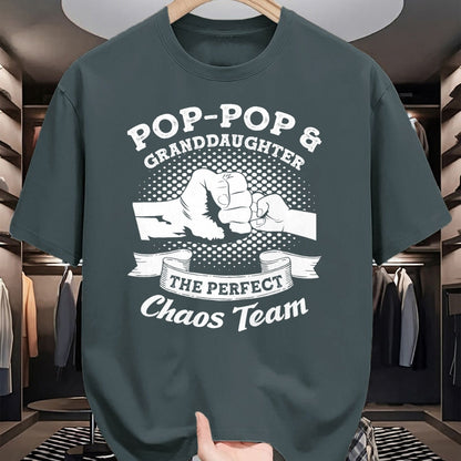 Best Grandpa Shirt, Proud Grandpa Unisex T-Shirt/Hoodie/Sweatshirt HLT00 - Pop-Pop & Granddaughter the perfect chaos team Grandpa Gift T-Shirt