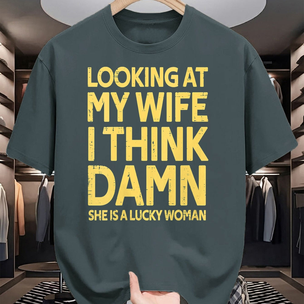 Best Wife Shirt, Wife and Husband Unisex T-Shirt/Hoodie/Sweatshirt HLT00 - Gift for wife T shirt, lucky wife   Womens My Wife Is A Lucky Woman Husband Gift Wife Themed Gift V-