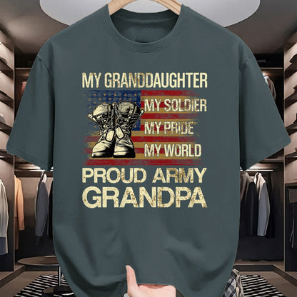Best Grandpa Shirt, Proud Grandpa Unisex T-Shirt/Hoodie/Sweatshirt HLT00 - My Granddaughter My Soldier My Pride My Hero Proud Grandpa T-Shirt