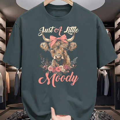 Best Farmer Life Shirt, Funny Farmer UnisexT-Shirt/Hoodie/Sweatshirt HLT00 - Highland Cow Just A Little Moody Flower Funny Farm Farmer T-Shirt
