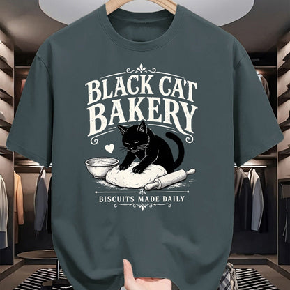 Cat Love Shirt, Funny Cat Lover Gift UnisexT-Shirt/Hoodie/Sweatshirt HLT00 - Black Cat Bakery Biscuits Made Daily Cat Lover Art T-Shirt