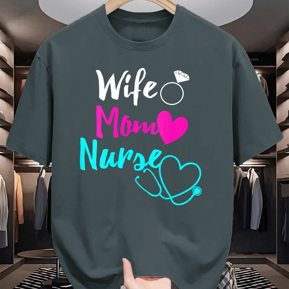 Funny Nurse Shirt, Nurse Unisex T-Shirt/Hoodie/Sweatshirt HLT00 - Womens Wife Mom Nurse Womens RN LPN Mothers Day Gift For Nurses V-Neck T-Shirt